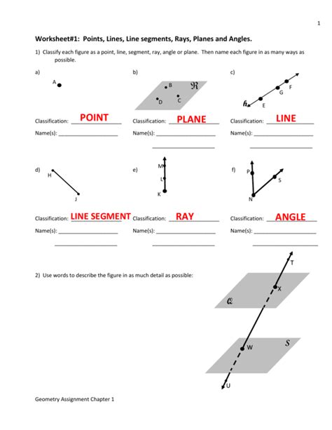 points lines and planes worksheet grade 7
